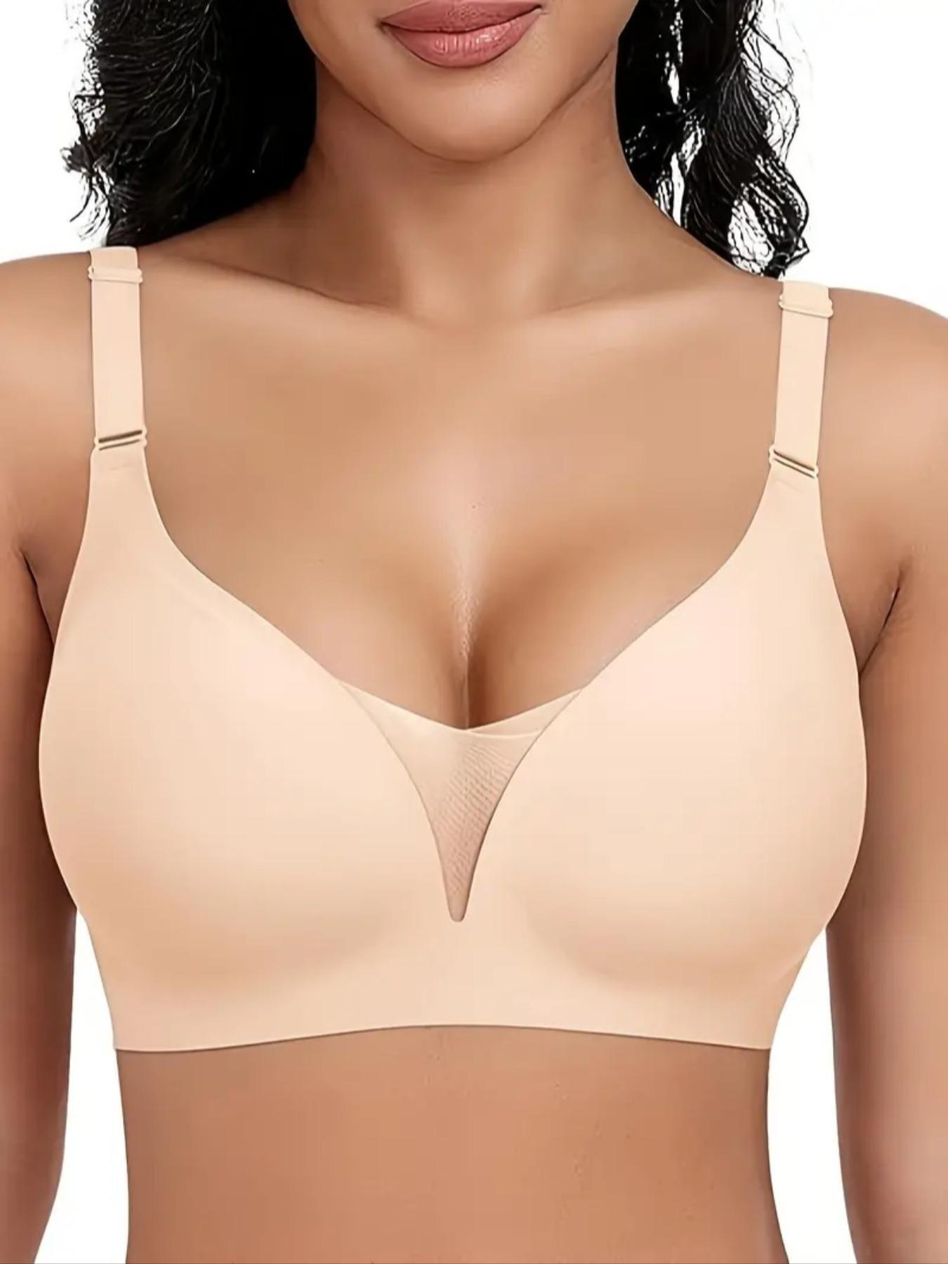 Women's Solid Wireless Bra, Wirefree Bra, Comfortable Breathable Seamless Bra, Soft Supportive Lingerie for Daily Wear, Multiway Bra