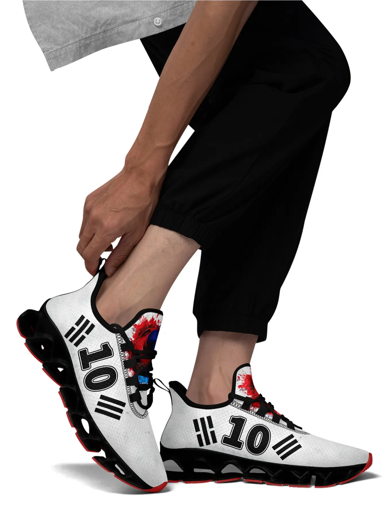 Shoes For Men, Korea Taegeukgi & Number 10 Print Lace-Up Low Top Sneakers, Classic Lightweight Sports Shoes, Comfortable Tennis, Running & Walking Shoes, Breathable Plus Size