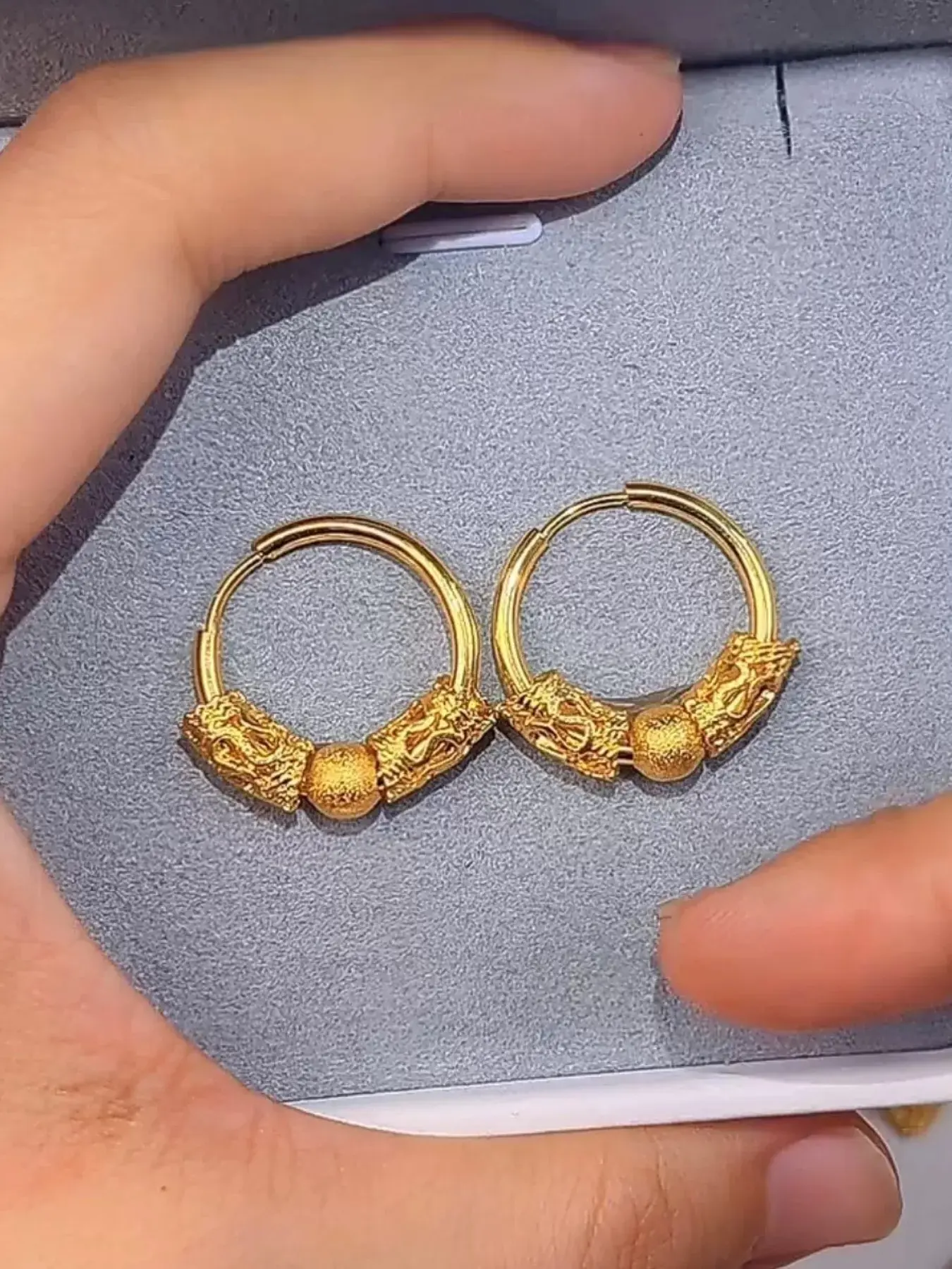 New Traditional Chinese Auspicious Rotating Earrings, Unique Design Luxury High-End Ear Cuffs, Women's Elegant Lucky Bead Jewelry