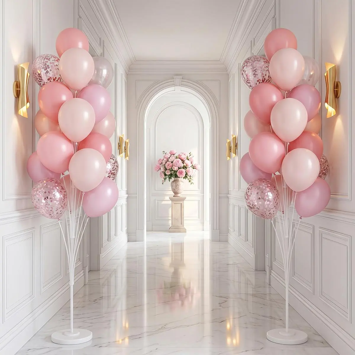 High-Top Balloon Stand Set for Floor- 5.25FT Balloon Column Kit with Stand, Base and Pole,Balloon Tower Backdrop Decoration for Wedding, Baby Shower, Birthday Party, or Bachelorette Parties