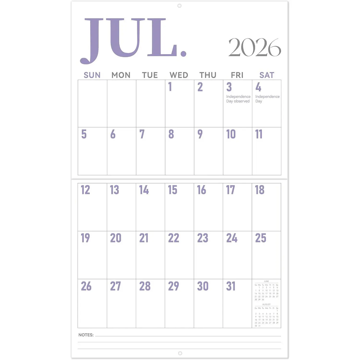 Wall Calendar 2026-2027 Large, 23"x14" Vertical Wall Calendar 2026, 13-Month from 2026 Jun to 2027 Jun, Monthly Planner  Calendar with Big Grid Big Numbers for  Office Organizing