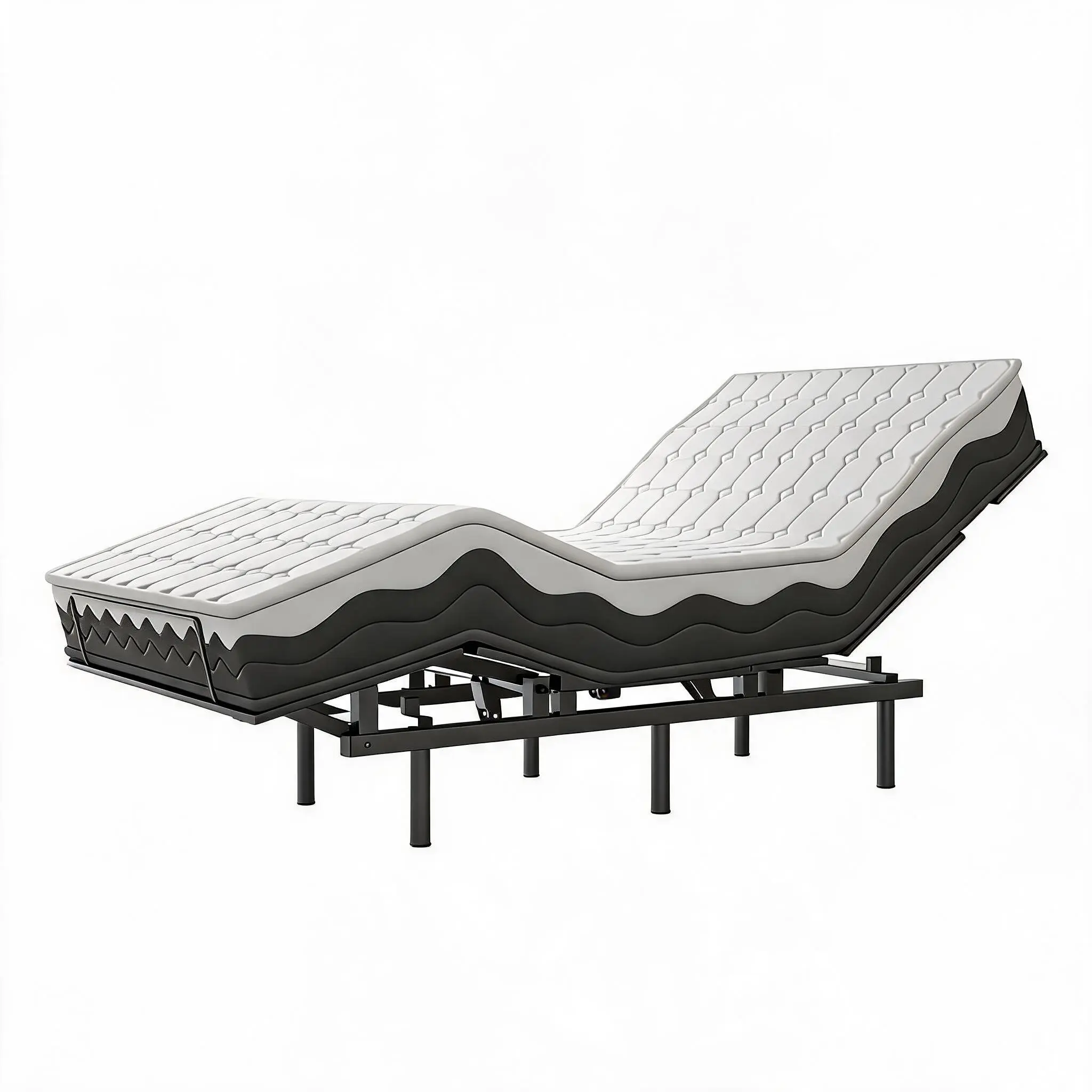 Twin Rectangular Steel Adjustable Bed Frame Base - Wireless Control, Memory Presets, Independent Head & Foot Lift, 0 Balance Position, Quiet Motor, Tool-Free Easy Assembly, Compatible With Memory Foam & Latex Mattresses