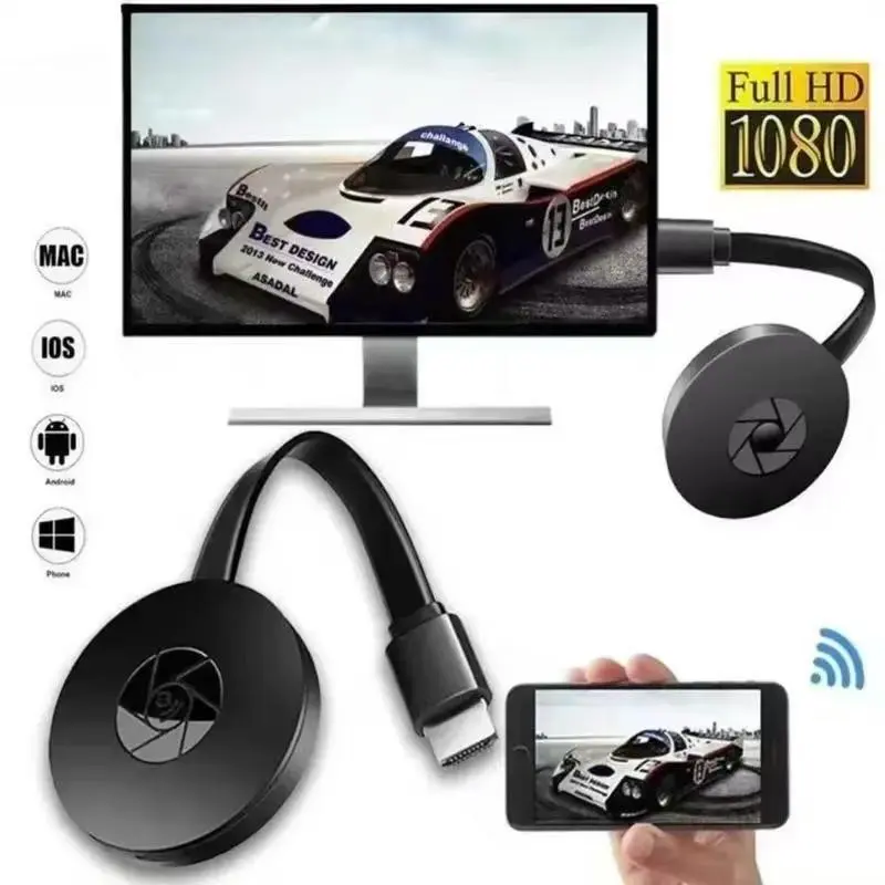Wireless Phone Screen Mirroring Device, Horizontal and Vertical Screens, G2 Push HD HDMI Projection, No Delay Mobile Live Streaming, Suitable for iPhone, Electronic Gadgets