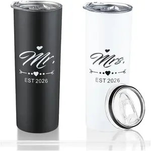 Mr and Mrs 2026 Tumbler Set, Engagement Wedding Gifts for Couples Wife Husband Bride To Be Newly Engaged 20oz Travel Tumbler Bachelorette Party Gifts