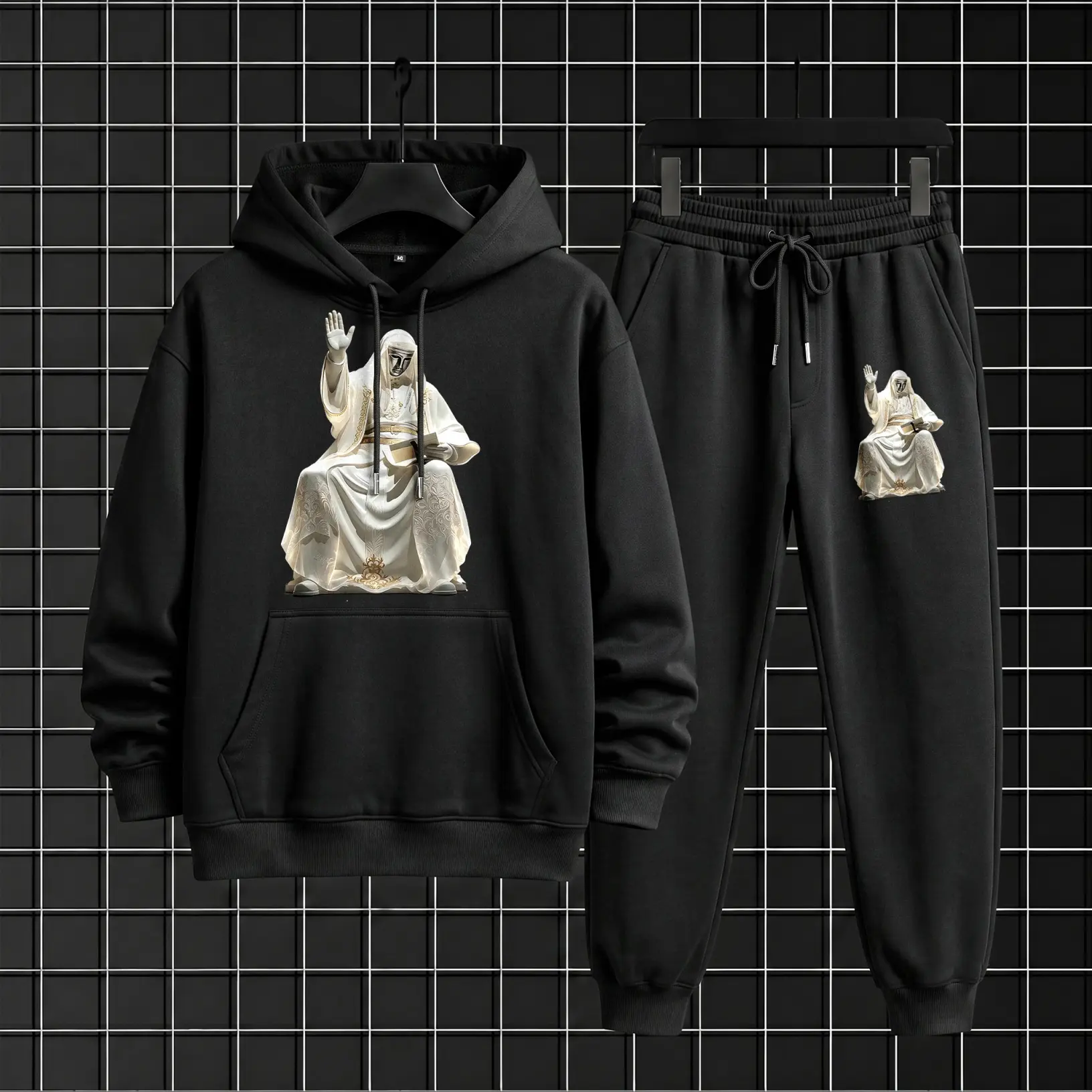 Men’s 2 Piece Hoodie Set with Jogger Pants, Trendy Graphic Print Sweatshirt Outfit, Comfortable Matching Tracksuit for Streetwear, Travel and Lounge