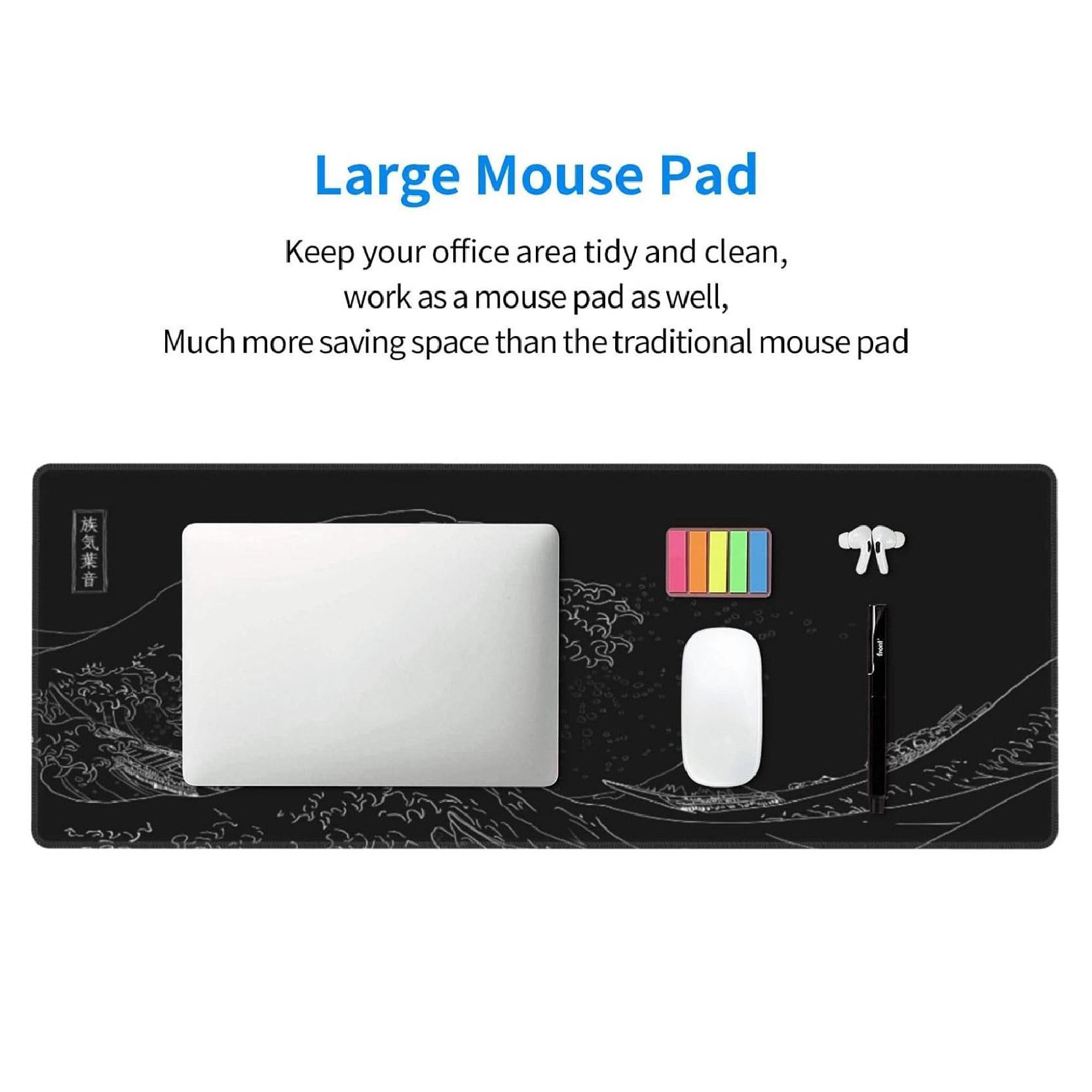 Rectangle Large Mouse Pad, 1 Count Wave Pattern Design Waterproof Mouse Mat with Non-slip Rubber Base, Smooth Desktop Mouse Pad for Home & Office, Gaming Desk Accessory, Office Desk Accessories