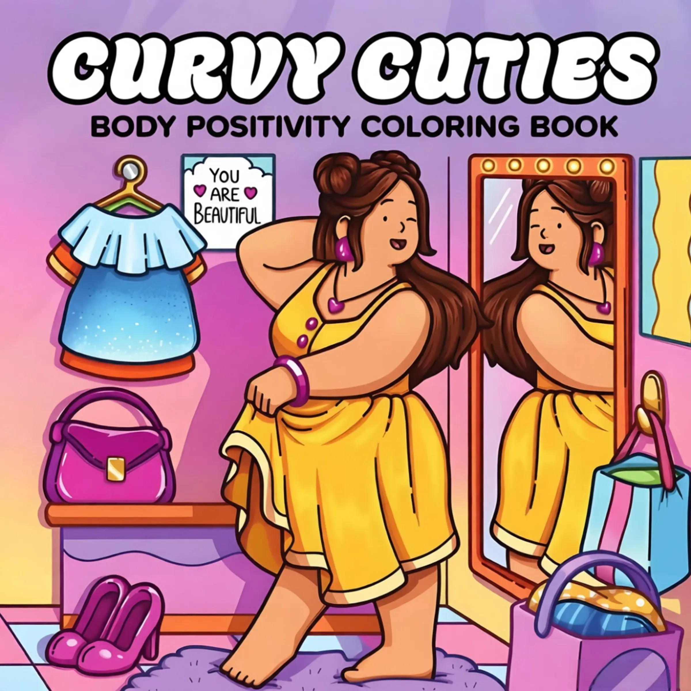 Curvy Cuties Body Positivity Coloring Book, Kawaii Plus Size Fashion Women Self Love Coloring Pages for Teens & Adult Girls, Stress Relief Self Care Aesthetic Coloring Book, ASMR Experience Relax Art Activity Book Self Love Gift, Back-to-school gifts