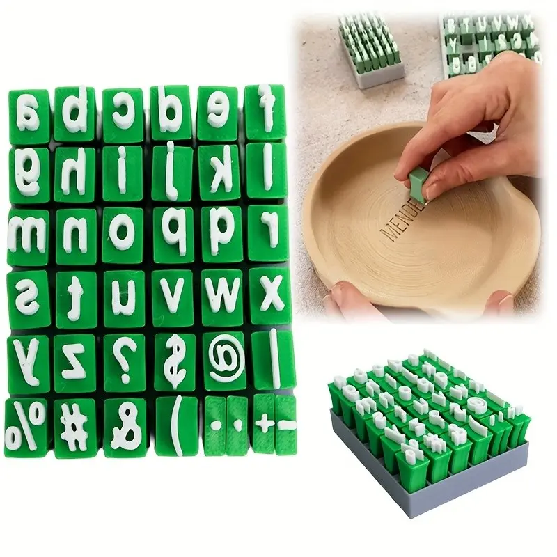 Mini Alphabet Pottery Stamp Set with Punctuation Symbols, Plastic Letter Clay Stamps for Polymer Clay, Ceramics DIY Crafts, Scrapbooking Letter Molds, Creative Handmade Tools Gift for Artists & Beginners
