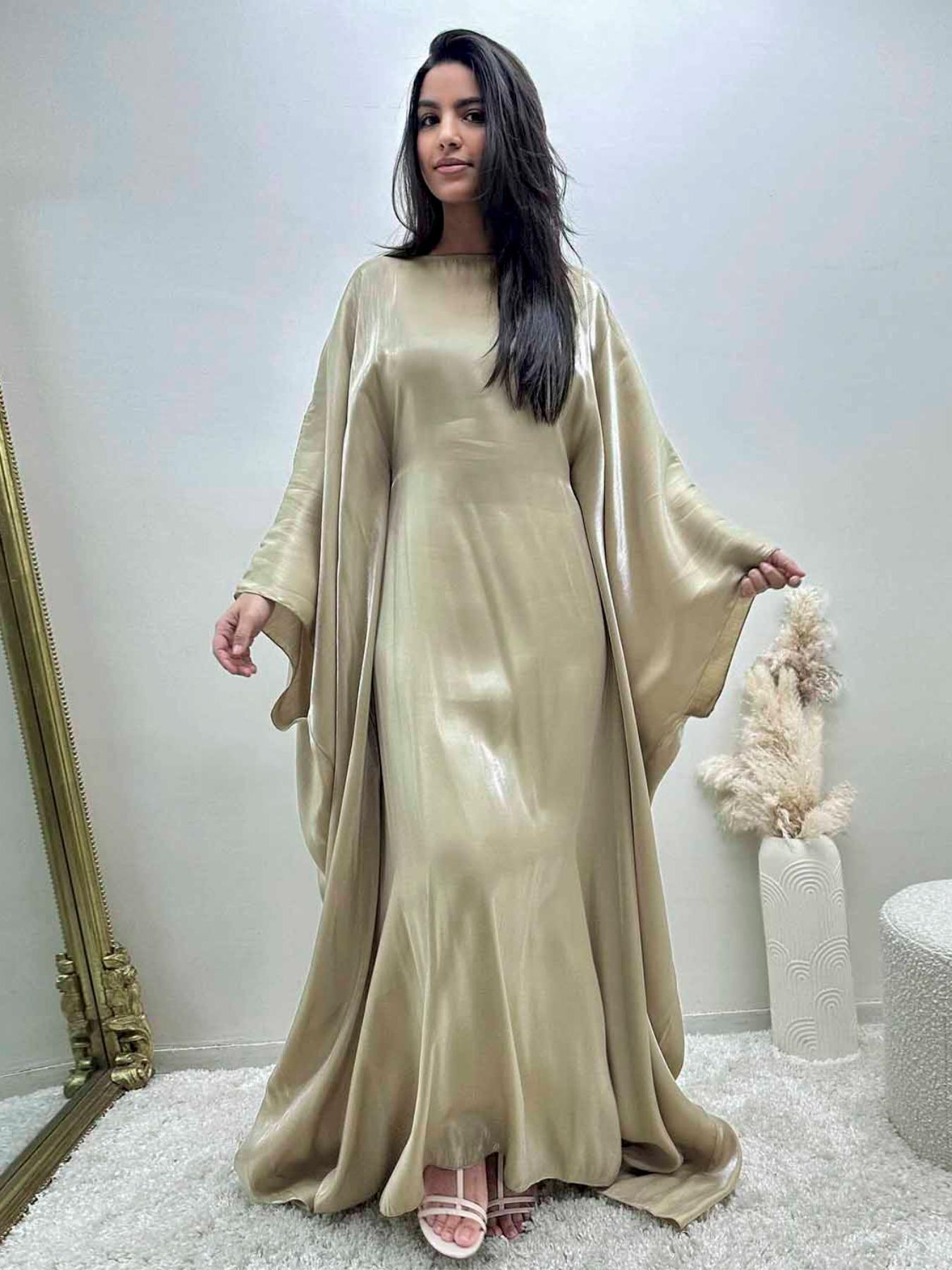 Women's Solid Color Round Neck Kaftan Robe, Muslim Women's Gowns, Modest Fashion Long Sleeve Dress for Daily Wear, Women's Islamic Clothing for All Seasons