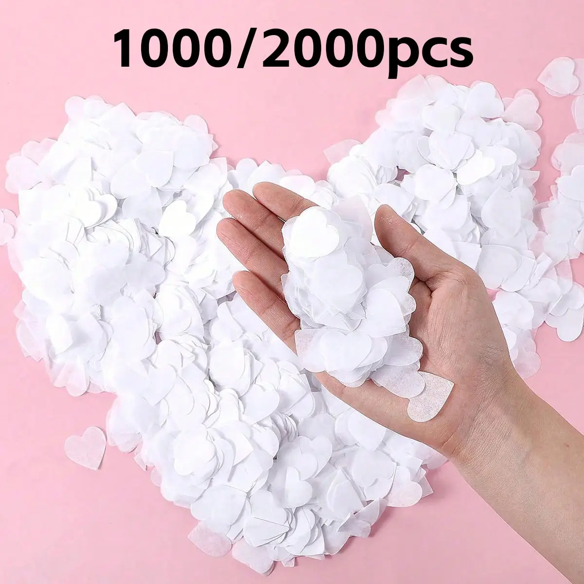 Heart Shaped Paper Confetti, 1000/2000 Pieces, Wedding Decoration, Bridal Party Decor, Engagement Party Supplies, Table Centerpiece