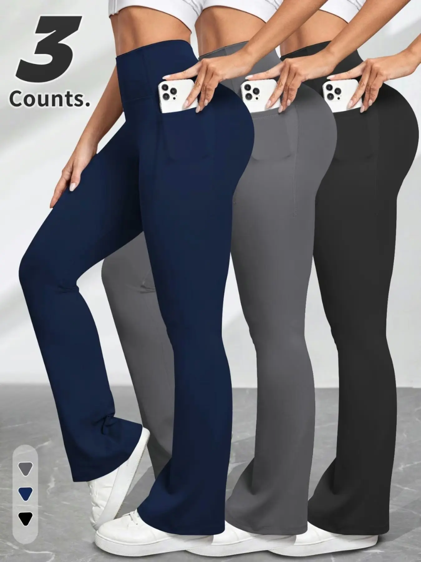 Qfen Sport Women's Yoga Pants, High Waist Activewear Flared Yoga Bottoms with Hidden Pockets, Retro Fitness Street Style, Comfortable and Fashionable