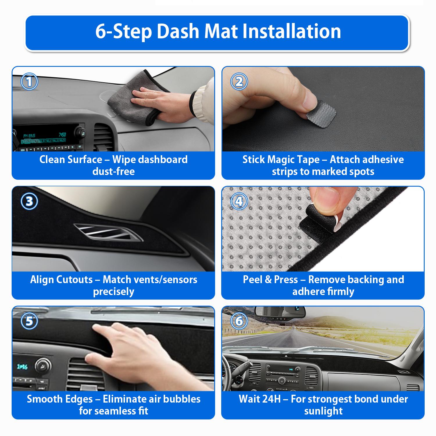 Custom Fit Dash Mat for 2007-2013 Chevy Silverado GMC Sierra Flannel Sunshade UV Protector Non-Slip Cover with Glove Box Access