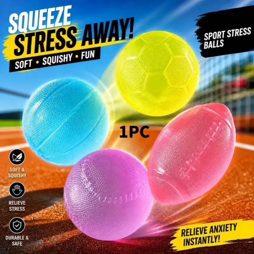 1pc Malt Sugar Solid Squeeze Toy, TPR Squeeze Ball, 4 Styles Football Basketball Stress Relief, Fun Entertainment, Reusable Gift for Birthday, Easter, Holidays