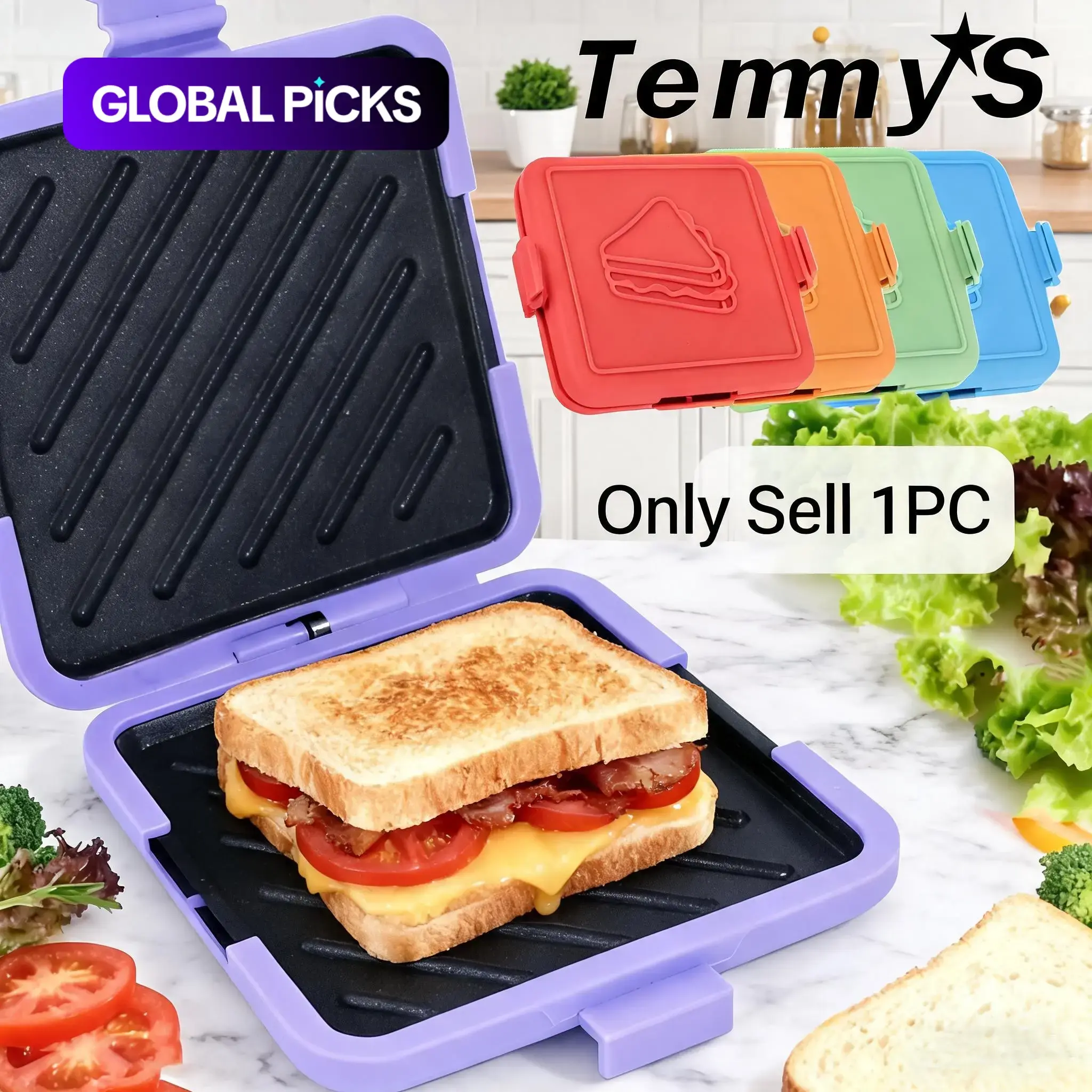 Toasite Microwave Nonstick Sandwich Maker Sandwich Toaster Non-Stick Grill Plate & Griddle, Gourmet Sandwich Press, No Power Needed, Time-Saving & Dishwasher Safe #GLOBAL PICKS