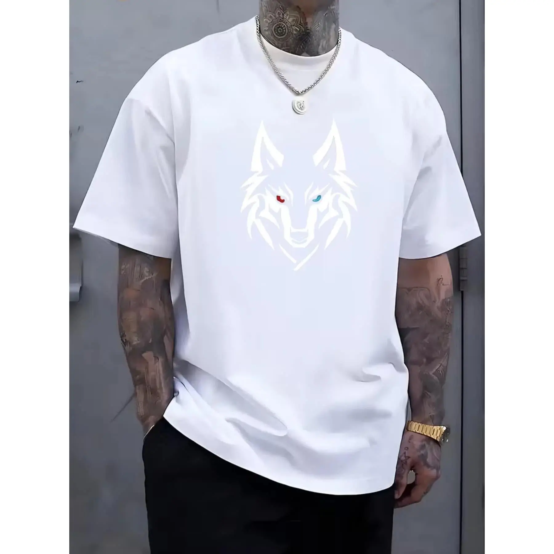 Men's Oversized Jellyfish Line Art Graphic Cotton T-Shirt - Casual Crew Neck Short-Sleeve Aesthetic Streetwear Clothes, Menswear Top