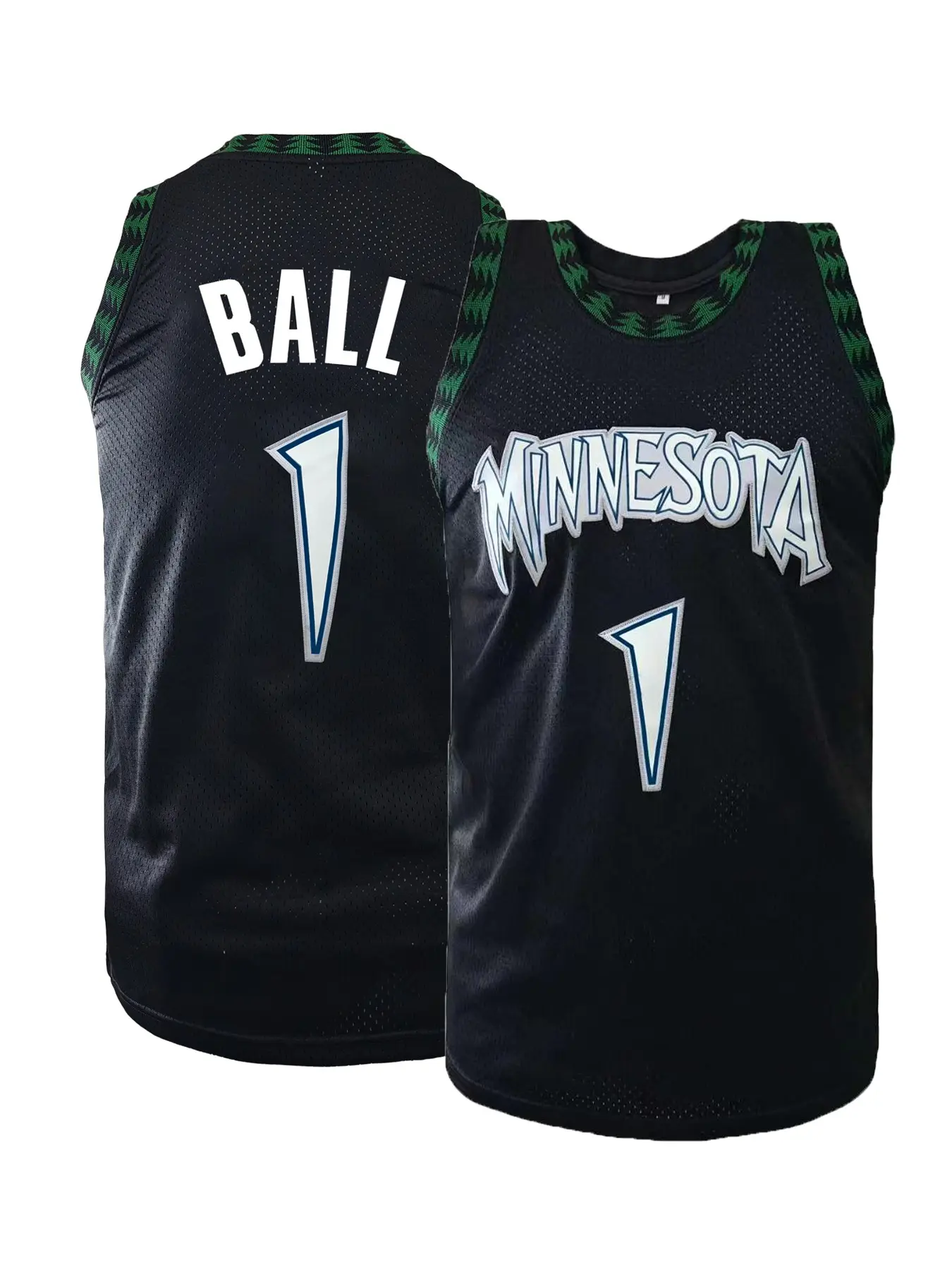 Men's #1 Minnesota Retro Basketball Game Jersey, Embroidered Breathable Mesh Crew Neck Sleeveless Top, for Unisex  Sports Running Daily Casual Wear