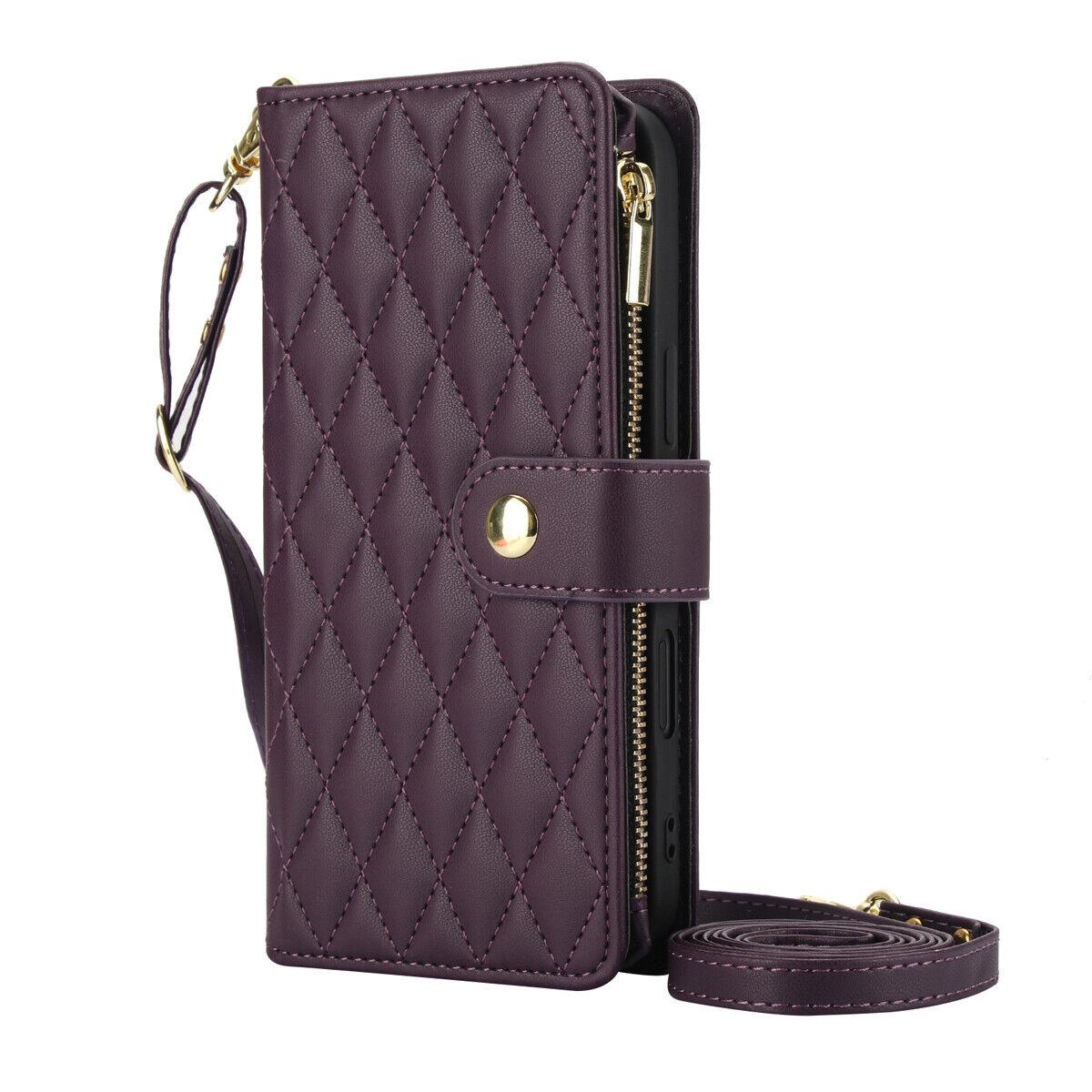 HISTORYOO For iPhone 17 Pro Max 16 15 Plus 14 13 12 Pro Wallet Case Crossbody PU Leather Cash Slot Zipper Purse with Credit Card Slot Holder Carrying Handbag Stand Phone CaseAdjustable Lanyard Detachable Strap Wrist for Women Ladies