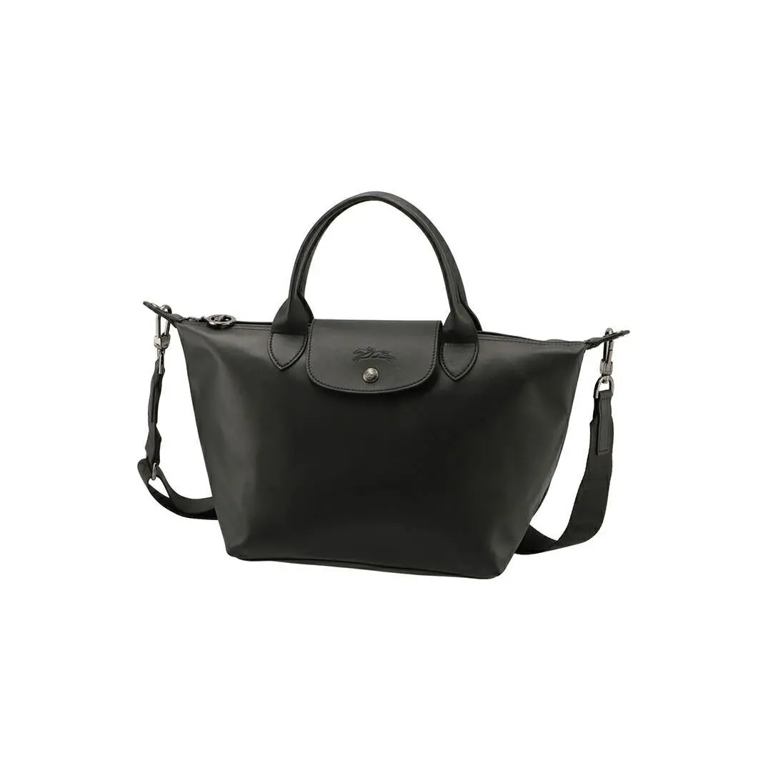Longchamp Le Pliage Xtra 25 Small Crossbody Handbag for Women, Leather, Snap-and-Zip Closure, Black