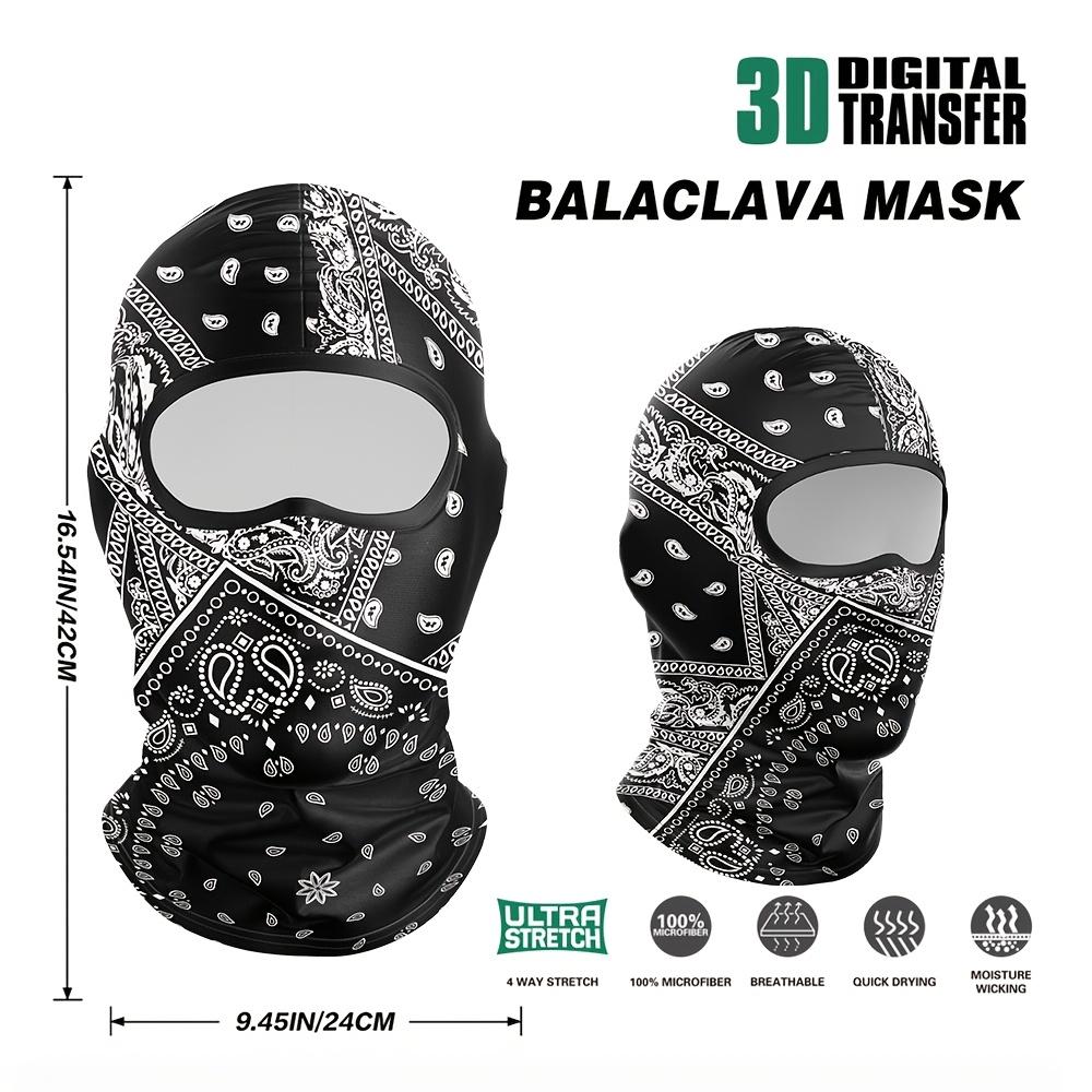 1pc Stylish Paisley Series Balaclava - Breathable, Hand-Washable Polyester Full-Face Mask with Eye Holes, Ideal for Outdoor Activities in Summer & Winter, Black