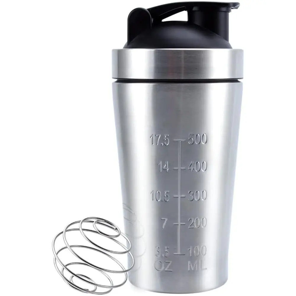 20 Oz/25 Oz Stainless Steel Protein Shaker Bottle with Metal Stirring Rod, Leak-Proof Design, Indoor Outdoor Use, Protein Shaker Cup, Sports Bottle