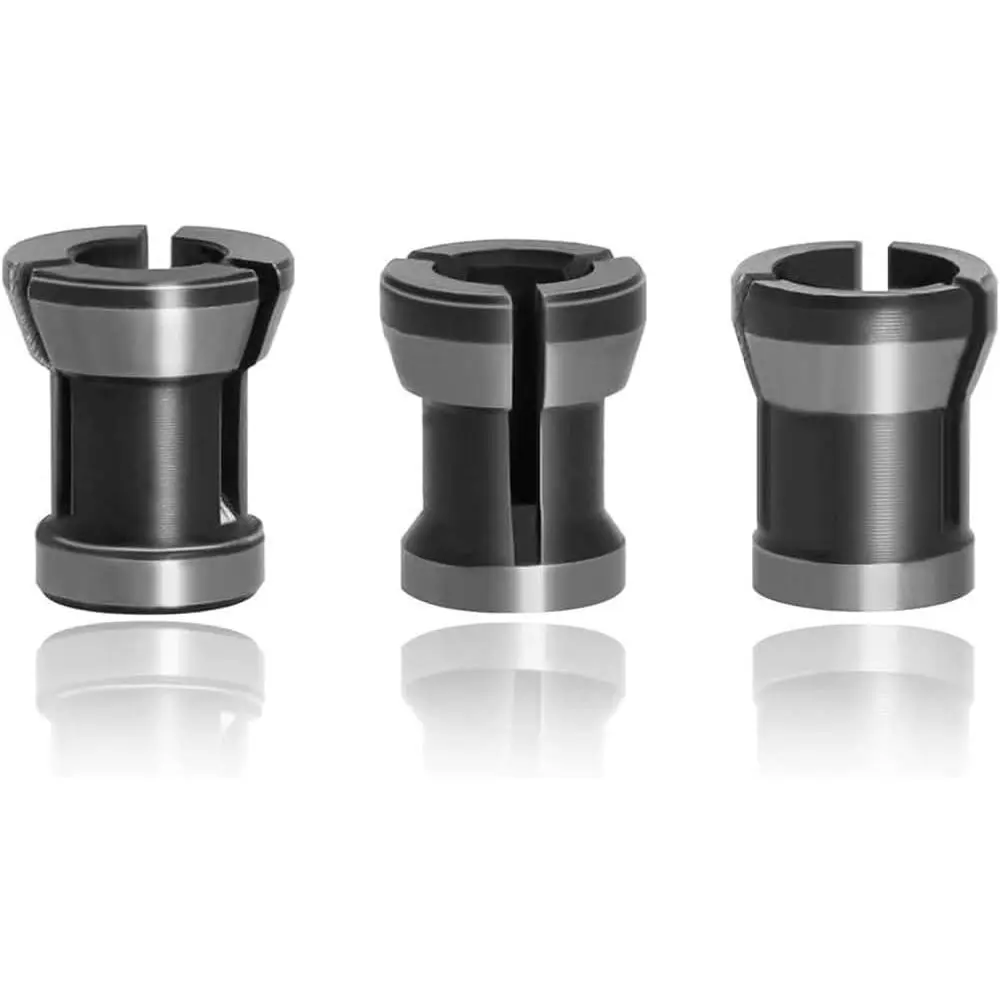 3-Piece Collet Adapter Set - Straight Grinder Replacement Collet Chuck for Router Work, Milling Machines (Fits 6, 6.35, 8 mm Tools)