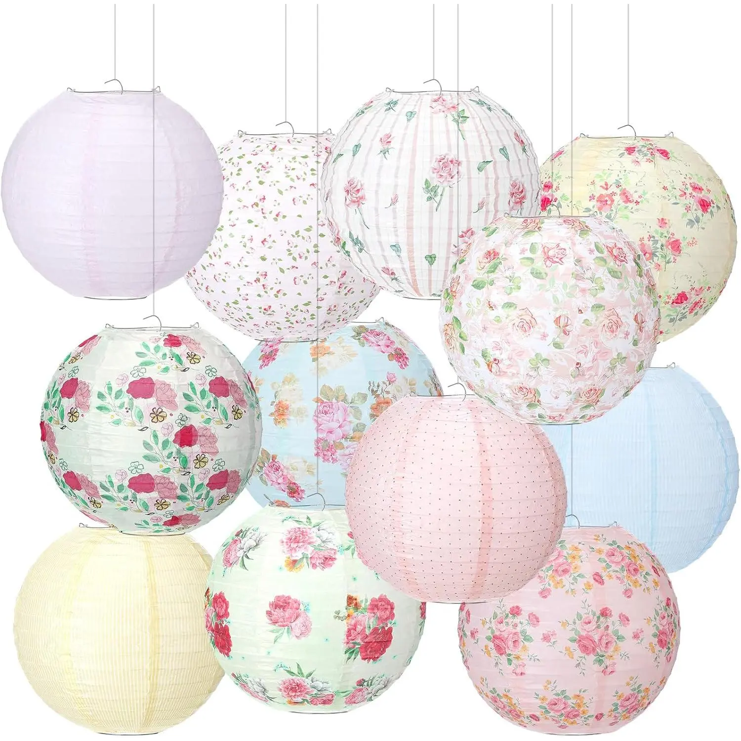 12 count Floral Paper Lanterns  Party Decorations 10 Inch Wildflower Floral Ceiling  Paper Lanterns for Wedding Bridal Birthday Party Outdoor Festival  Decoration