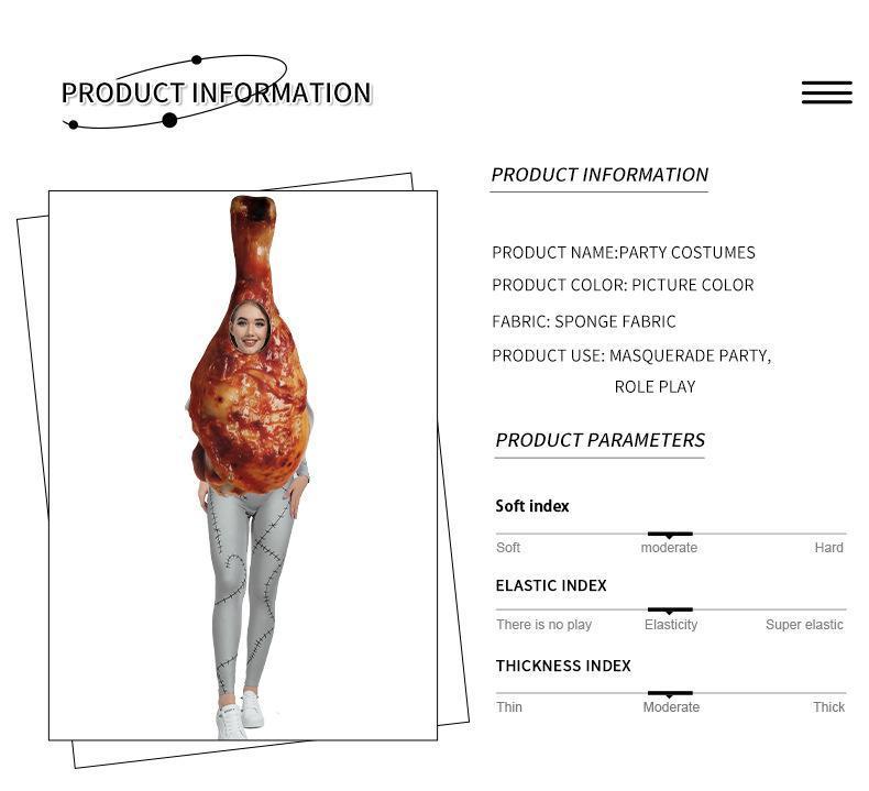 Women Men Bos Girls Halloween Roasted Turkey Cosplay Costume Funny Food Disguise Clothes Thanksgiving Performance Party Outfi