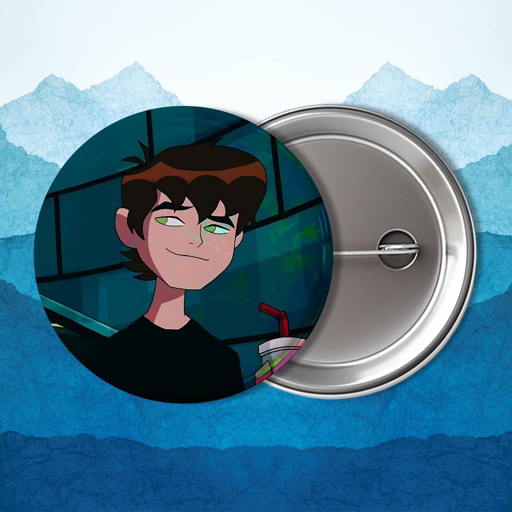 Art Alien Force B-Ben 10 Cool Round Exquisite Badge Brooches Creative Pins For Clothes Hat Backpack Gift Accessories