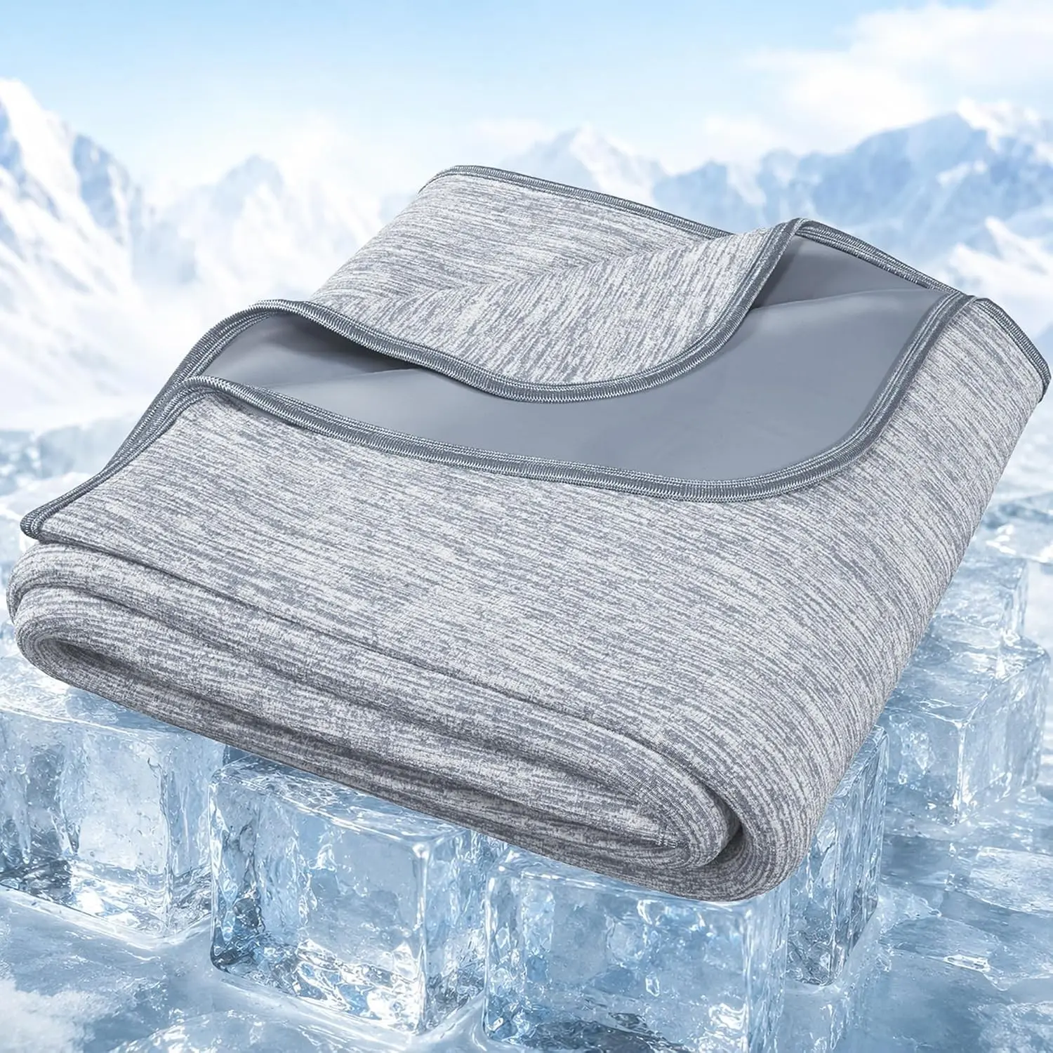 Cooling Blanket for Hot Sleepers Queen Size – Instant Cool-Touch PolarEdge Fabric, Lightweight Breathable Summer Blankes for Night Sweats, Grey 90"x90"