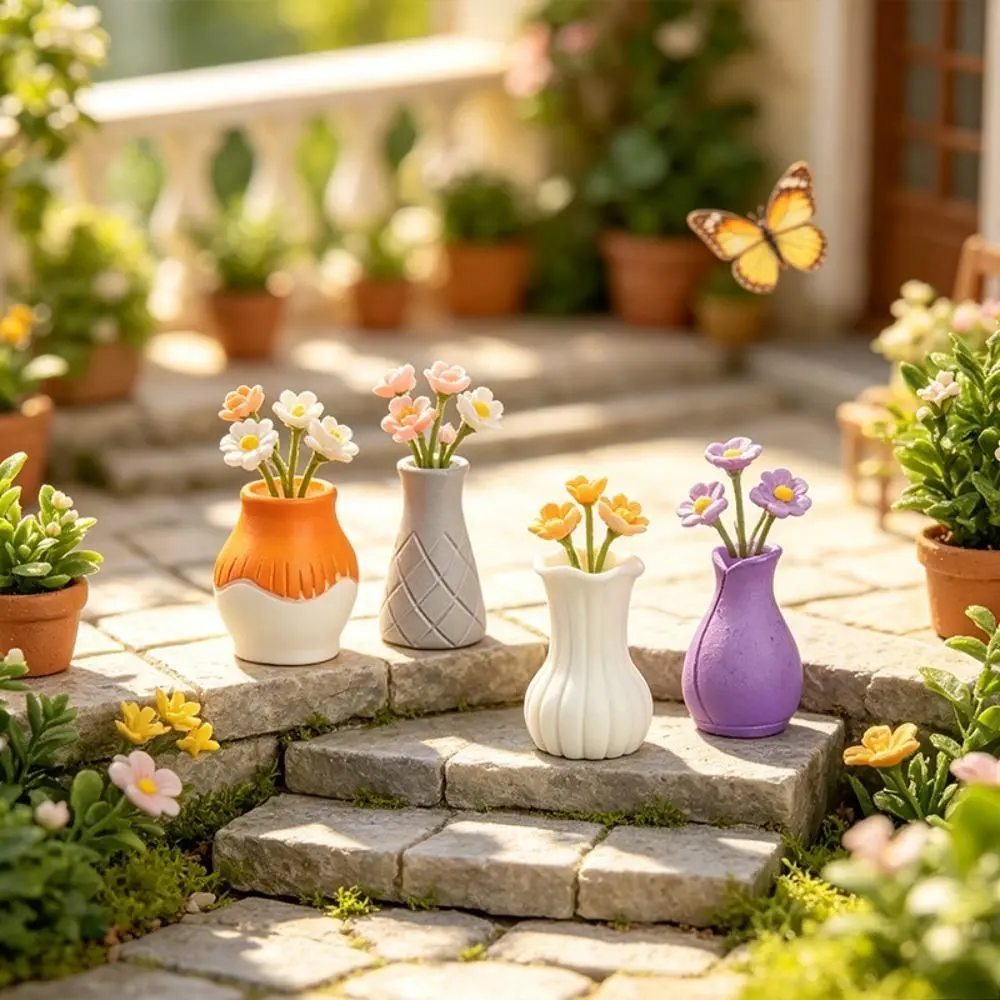 Plastic Ins-Style Mini Decorative Vase Charm - Bag Accessory, Cute Shape, Soft Curve, Delicate Artificial Craft Ornament, DIY-Friendly Micro Landscape Accessory, Modern Korean Decor Accent, Tabletop Styling Gift