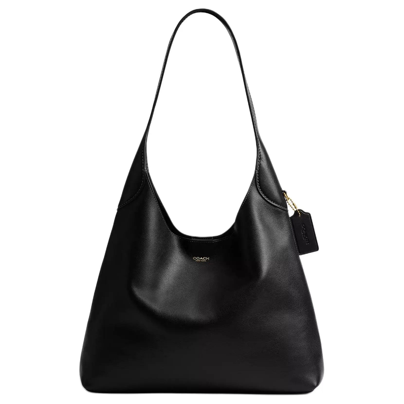 COACH Brooklyn 34 Gold-Embossed Leather Crossbody Bag for Women, Large, Black