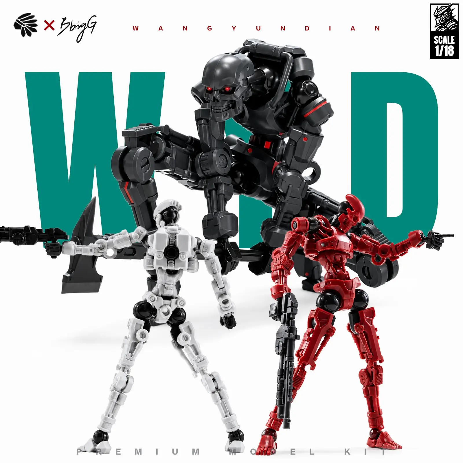 2-Pack Highly Movable Robot Model Set, Collectible Articulated Model, Multiple Accessories, Replaceable Head Sculptures, Modular Mechanical Arms, Cyberpunk Desktop Decor