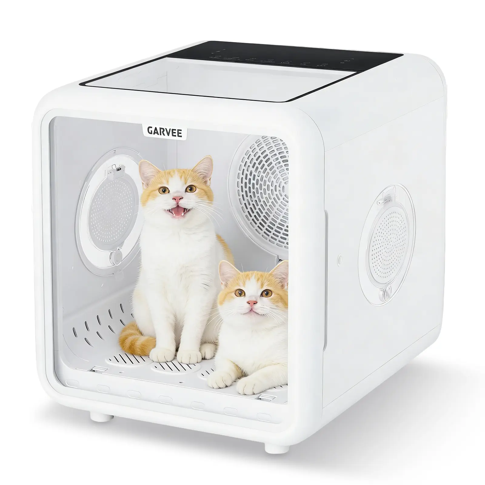 72L Pet Drying Box for Cats and Small Medium Dogs Smart Automatic Pet Dryer Kennel Professional Quiet Quiet Noise Hair Dryer Crate with 360 Efficient Air Circulation Constantly Temp Removable Cleaning Tray Fast Grooming Dryer
