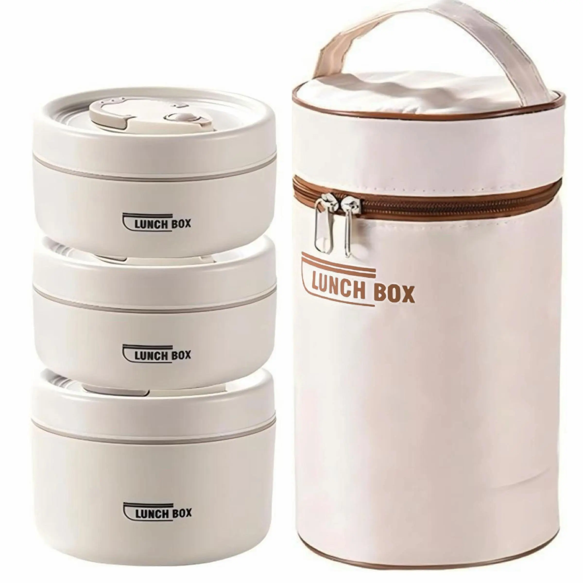 Portable Food Lunch Box Set, 3 Stackable Independent Compartments, Suitable for Adults and Kids, Includes Insulated Bag, Insulated Bento Box