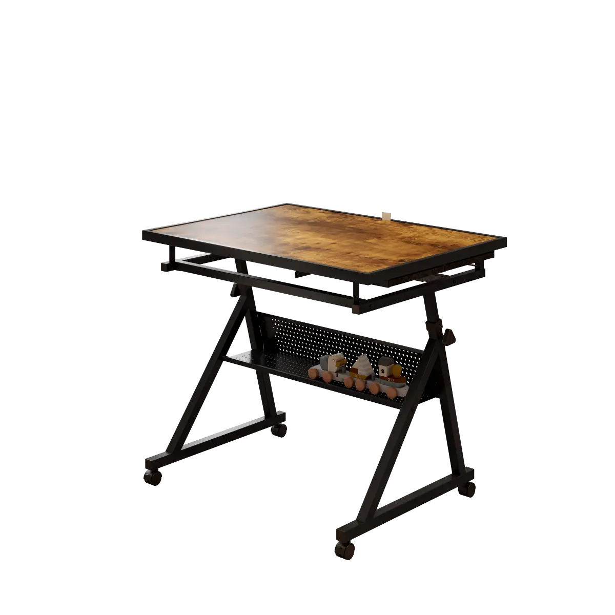 Black Melamine Wood Rectangle Puzzle Table (35.43"l x 23.62"w) - Height Adjustable Desk, 16 Tilting Angles, Fabric Felt Sorting Trays, Dust Cover, Lockable Rubber Rolling Legs, Metal Shelf, 10 lbs Capacity, Ergonomic Use, 1500-Piece Hold for Home Leisure