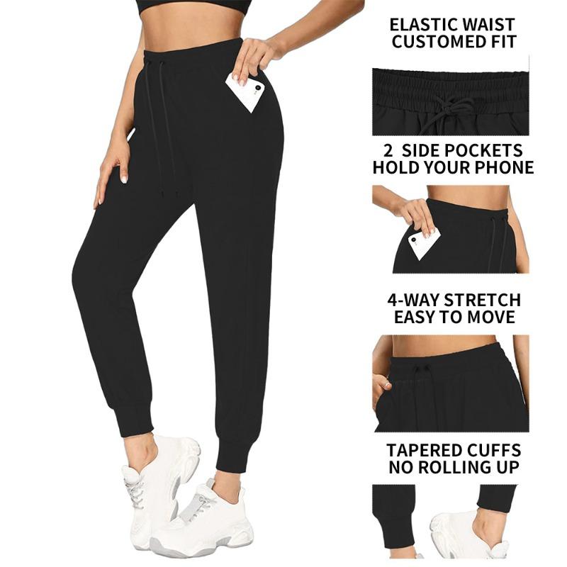 High waist drawstring yoga pants casual loose running tied feet cuffed sweatpants leggings