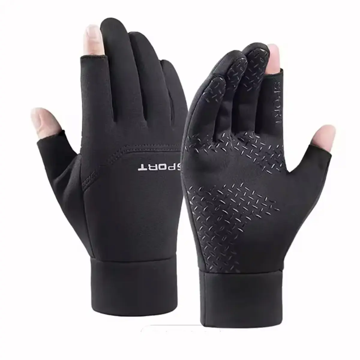 Fashionable Knit Winter Gloves with 2-Finger Cut, Unisex Warm Anti-Slip Touch Screen Design for Cold Weather Fishing & Cycling, Plain, Fashionable Knit Craft, Lightweight, Angling Supplies, Tencel, Accessories, Adult, Portable, Outdoor Sports