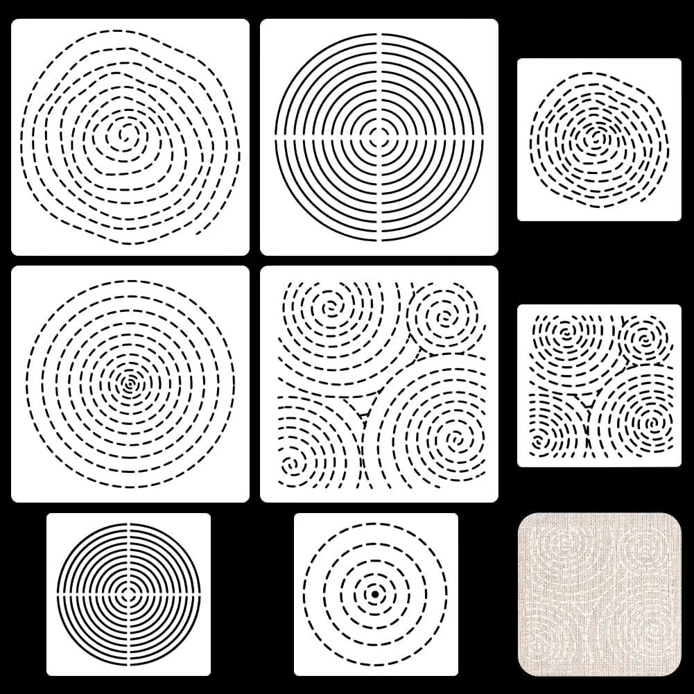 8 count Sashiko Stencils Sashiko  Template Annual Ring Embroidery Template for Hand Quilting Sashiko Patterns Templates Embroidery Stencils 2 Sizes 8.7’‘/5.5’‘