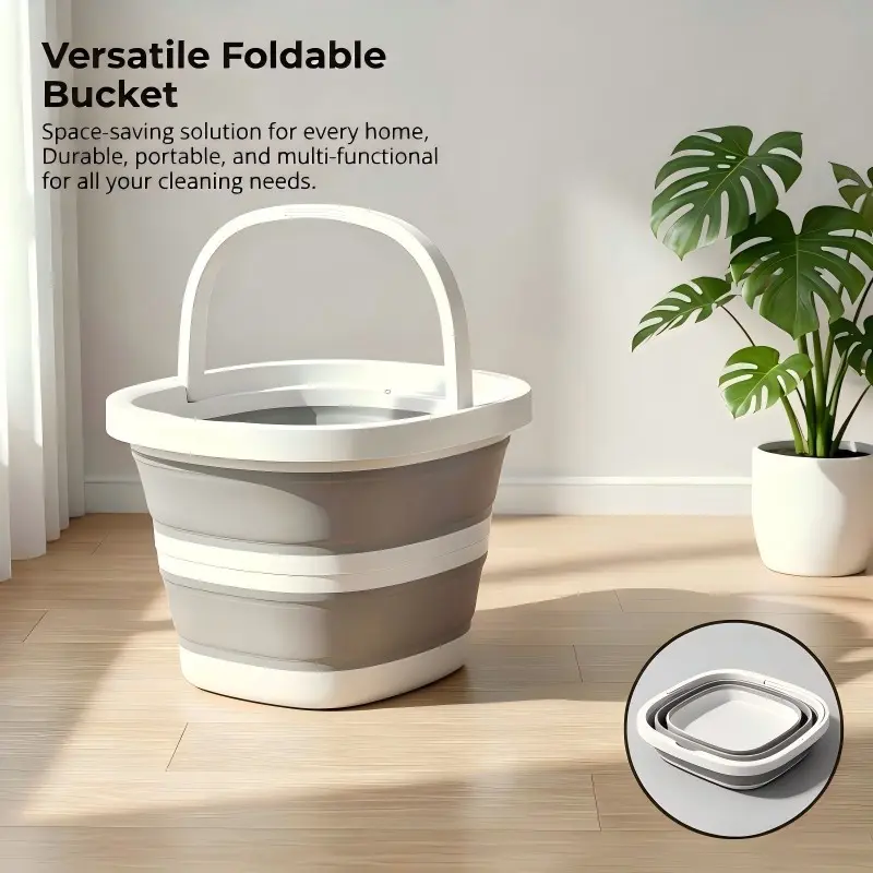 Large Thick Fishing Bucket, Portable Foldable Travel Bucket, Easy Storage for Home Cleaning, Car Washing, Beach Play, Outdoor Fishing