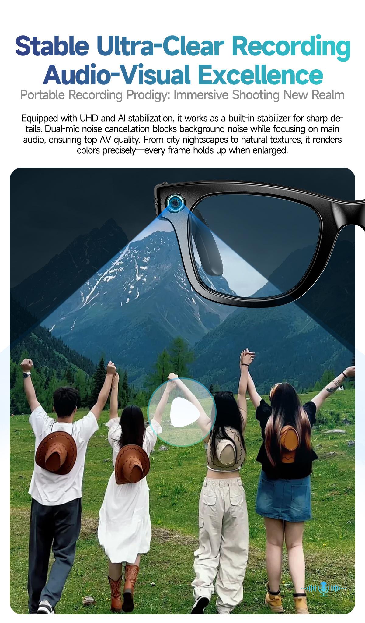 2026 New Upgrade Smart glasses  Bluetooth Camera Sunglasses with Voice Assistant Video Recording AI Photo Recognition  Call Translation   Men Women