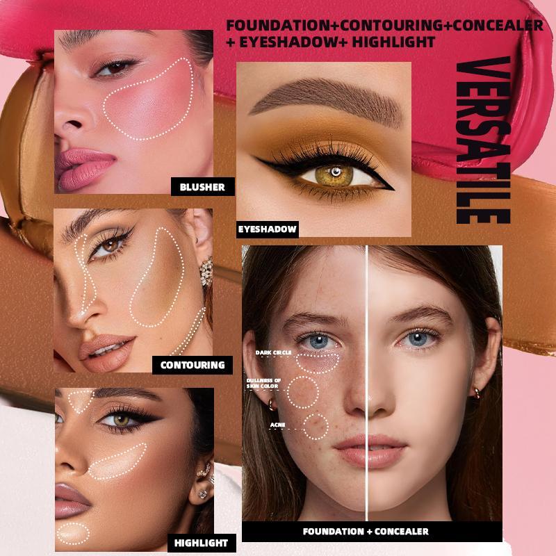 16-color powder blusher contouring concealer palette, matte highlighter multi-purpose rouge cream, long-lasting waterproof concealer palette, versatile use, Cosmetics Products