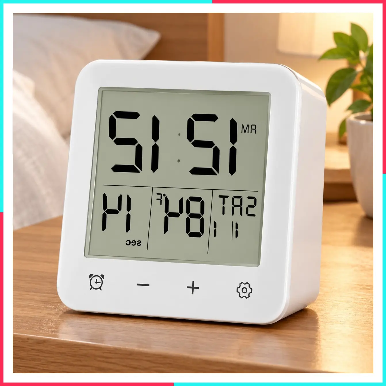 Extra Large Waterproof Digital Shower Clock with LCD Display, Timer, Countdown, Temperature, Date & Week - Moisture Proof, Anti-Splash, Suction Cup, Hanging & Stand