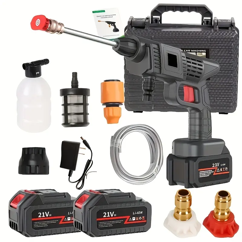 Cordless Car Washer - Handheld Pressure Washer, Rechargeable Electric Water Gun with Stainless Steel Foam Nozzle, Portable DIY Car Care Tool for Driveways