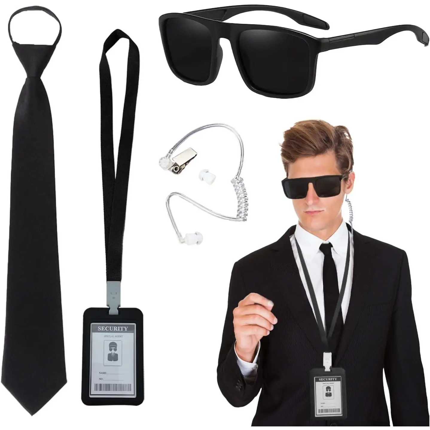 Men's Modern Synthetic Agent Service Spy Costume Set, 1 Set of Special Occasion Accessories for Teens, Menswear