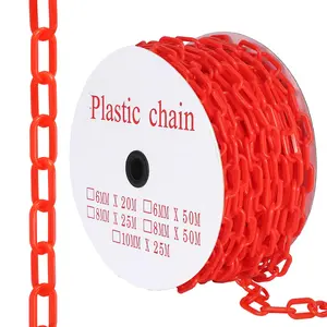 240 ft Plastic Safety Chain with 50 S-Hooks, 6mm Links, Choose Red, Yellow, Black, Blue, Green, Yellow-Black, or Red-White