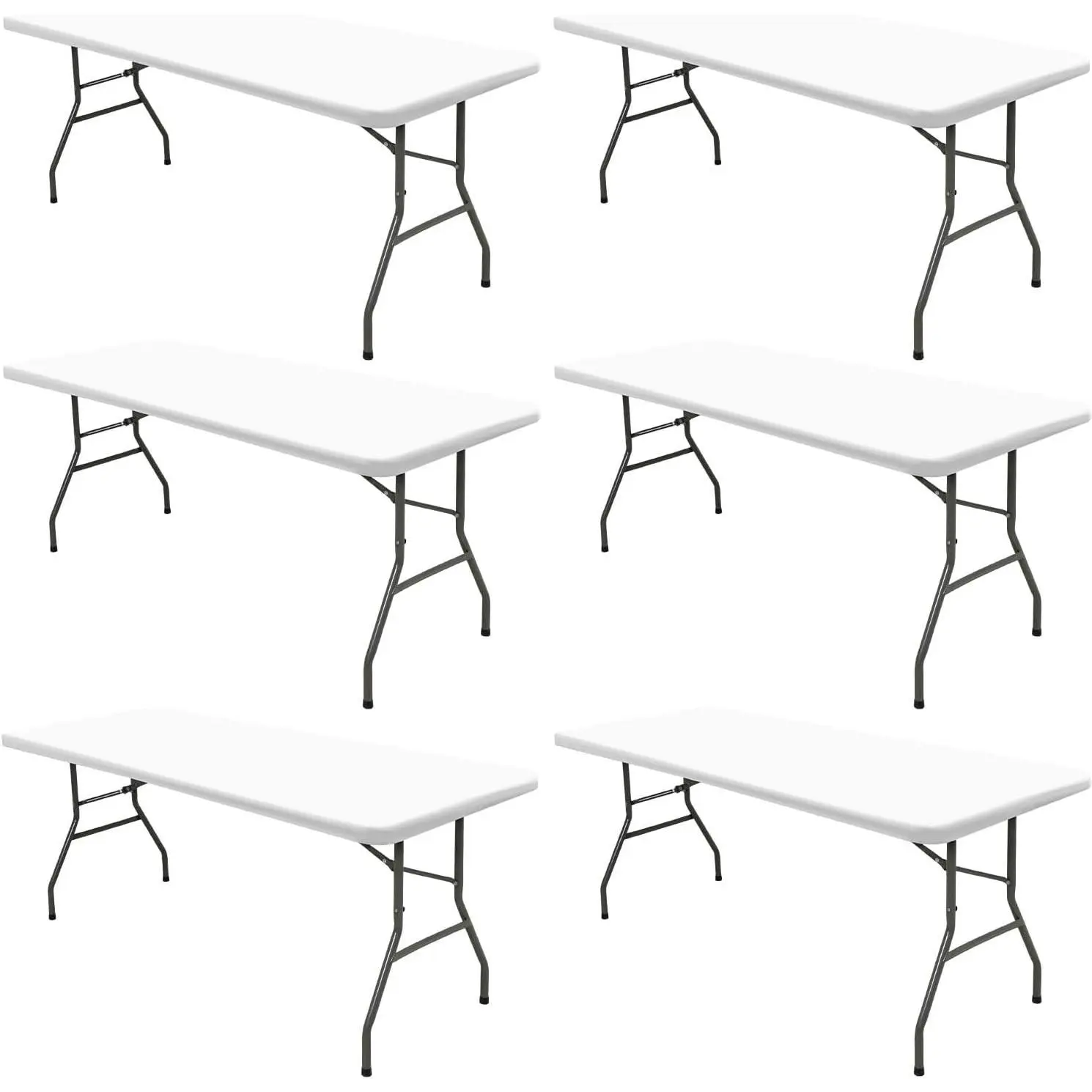 6-Pack Polyester Fitted Picnic Tablecloths for 6-Foot Rectangle Tables, Elastic-Waterproof-Stretch-Washable Spandex Covers, Ideal for Outdoor Birthday, Wedding, Champagne Events (White, 30"x72")