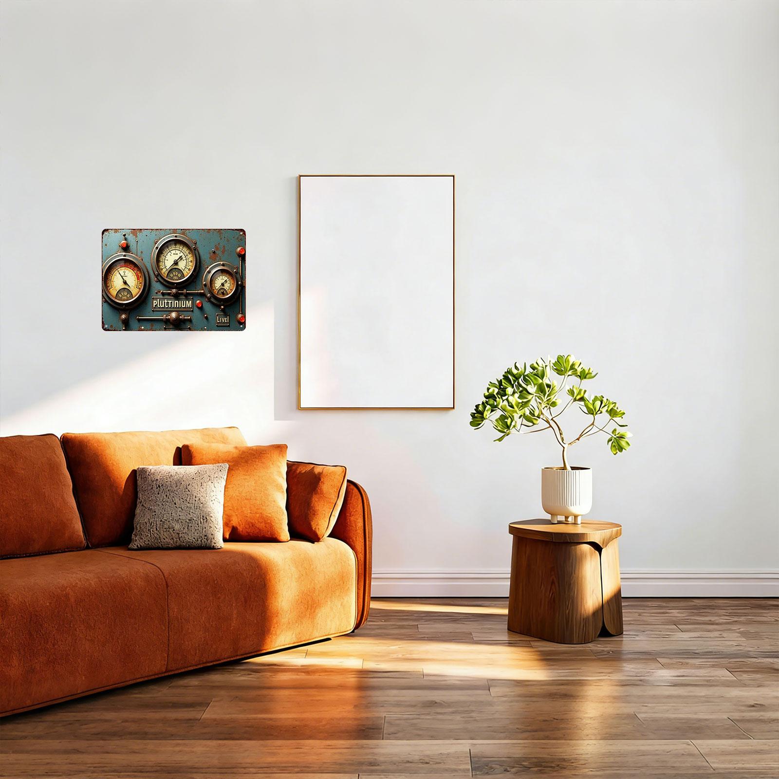 "Vintage Steampunk Pluttinium Control Panel" 8x12 Inch Aluminum Metal Sign - Industrial Wall Decor for Man Cave, Garage, and Game Room - Retro Tin Poster with Rustic Gauge Design - Durable, Weatherproof, and Easy to Hang