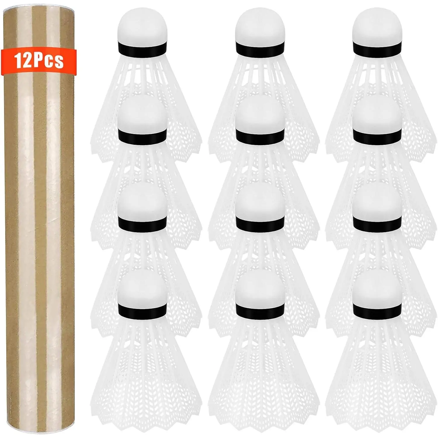 12 Pcs Badminton Shuttlecocks Badminton Birdie, Indoor Outdoor Sport Ball Training Exercise Gym Fitness Game,Goose,Feather,High Speed Shuttlecocks