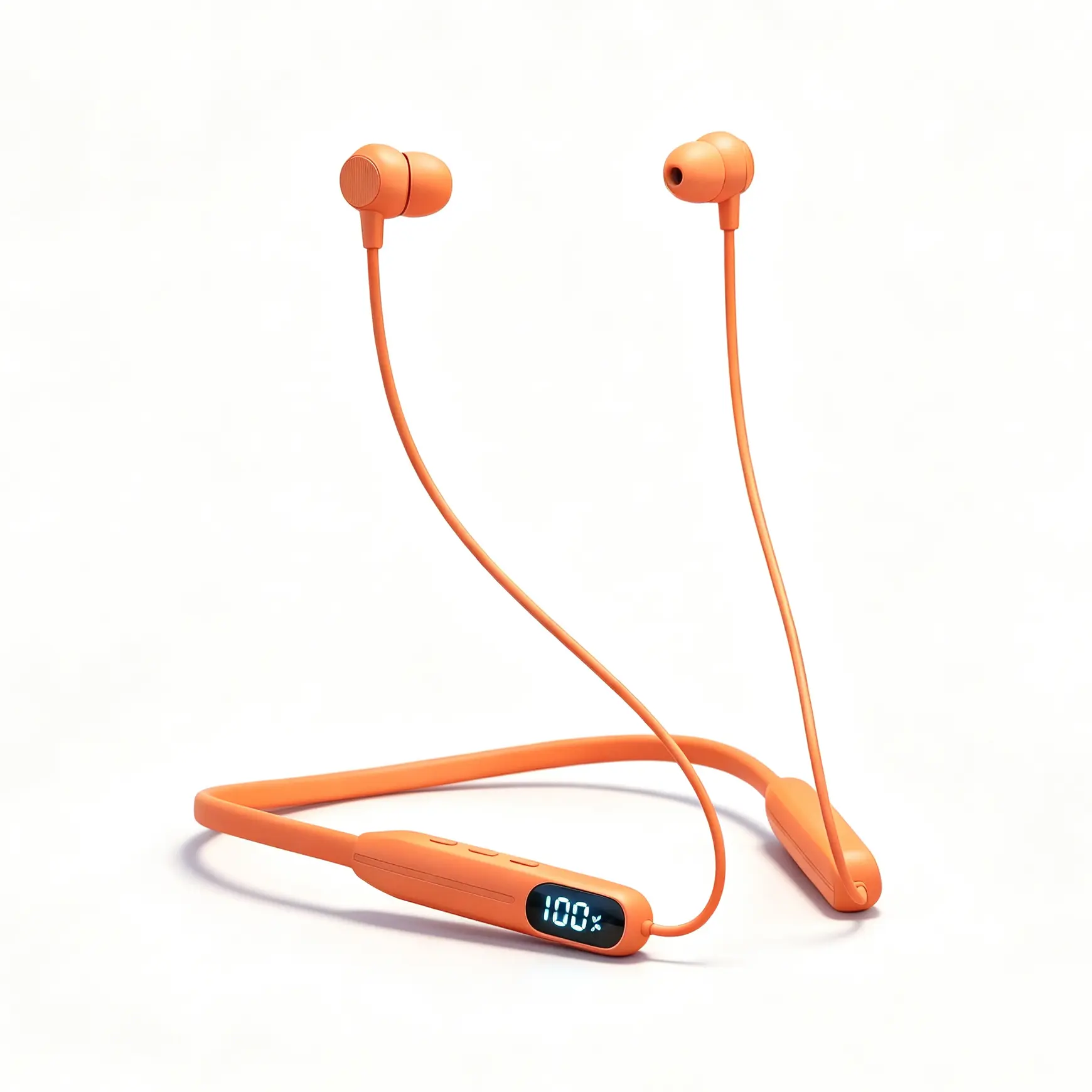 Latest Upgraded Version Orange Neckband Wireless Headphones, Sweatproof Flexible Neckband, 42H Battery, Type-C Fast Charge, Conversation Boost & Adaptive EQ, LED Power Display, Applicable to Apple & Android, Perfect Christmas Gift for Him,Nois,Intelligent
