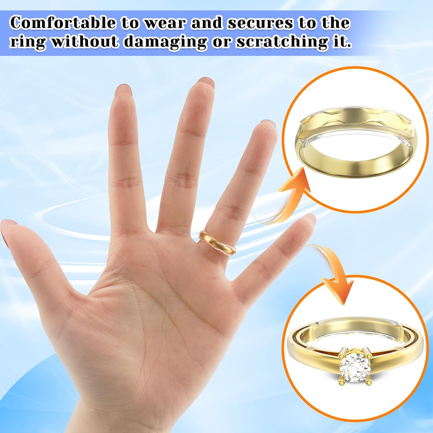 Ring Sizers for Loose Rings, 16 Pack Ring Guards for Loose Rings, Reduce by 0.5-1 Size Without Resizing, Fits Bands 1-8mm, Invisible Design for Women and Men, 2 Styles Insert and Spiral